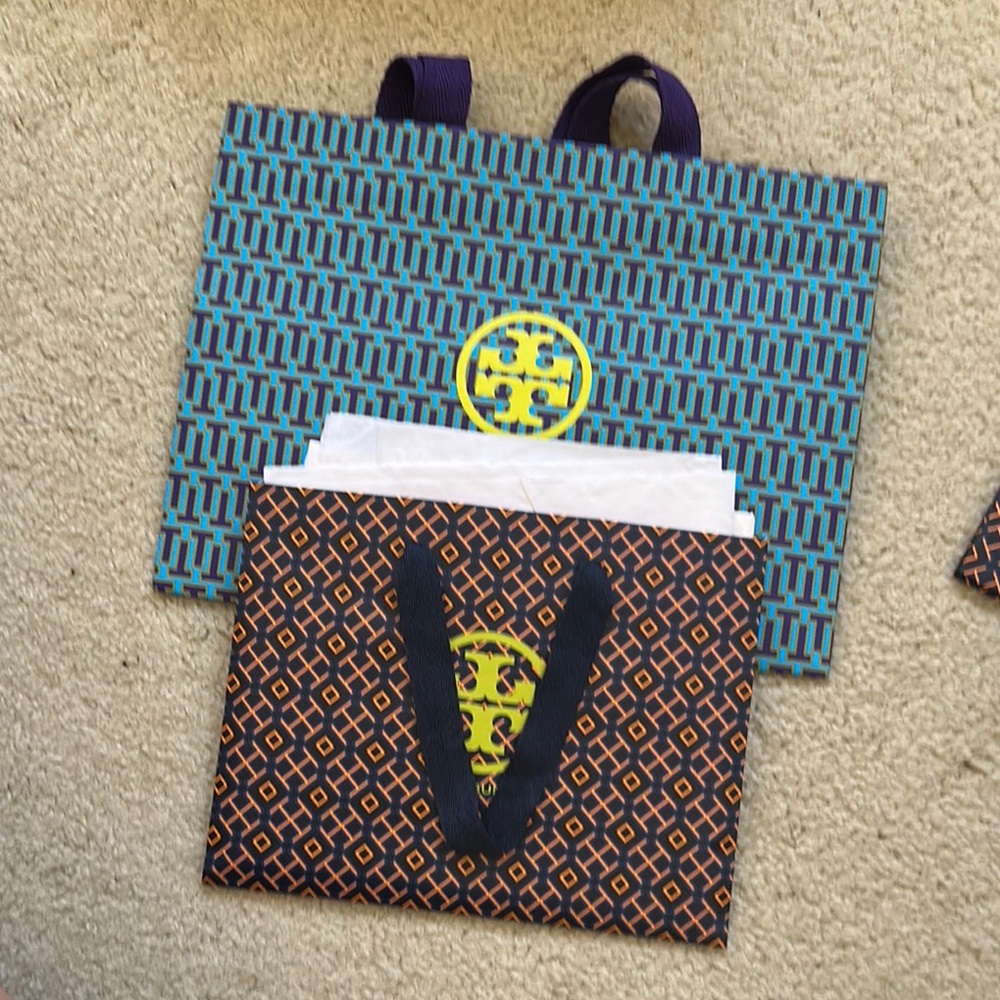 Tory Burch 1 medium, 1 small Patterned Gift Bags - Blue and Orange